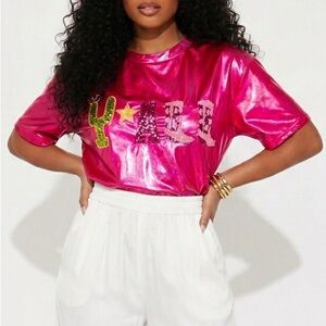 Pink Sequin Graphic Top